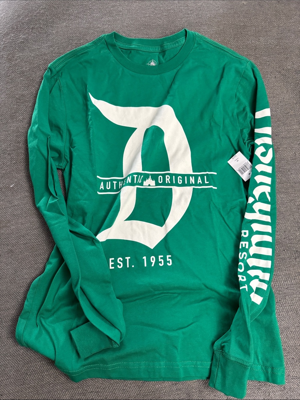 Disney Green Long Sleeve Graphic Shirt with White Print